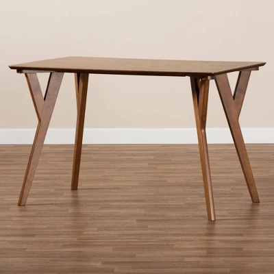 Sahar Mid-Century Wood Dining Table Walnut/Brown - Baxton Studio - Image 6