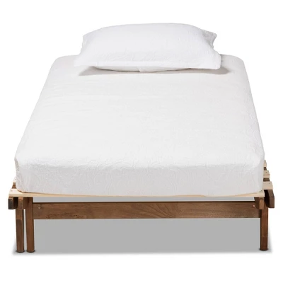 King Hiro Wood Expandable Bed Frame Walnut - Baxton Studio - Image 3
