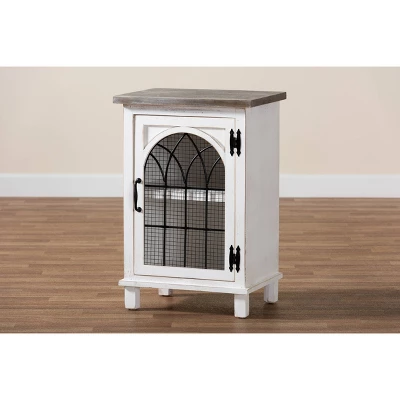 Faron Wood 1 Door Nightstand White/Oak Brown - Baxton Studio - Image 6