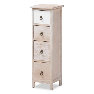Seanna Wood 4 Drawer Storage Unit Light Brown - Baxton Studio - Image 2
