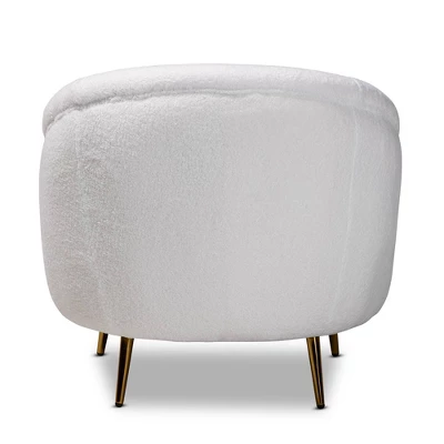Urian Boucle Upholstered Accent Chair White/Gold - Baxton Studio - Image 3