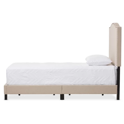 Twin Benjamin Modern And Contemporary Linen Upholstered Arched Platform Bed With Nailhead - Baxton Studio