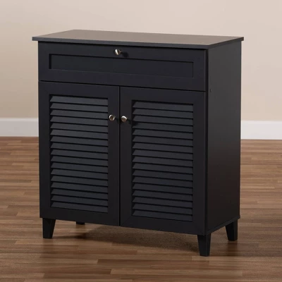 Shelf Wood Shoe Storage Cabinet With Drawer Coolidge Finished Dark Gray - Baxton Studio - Image 8