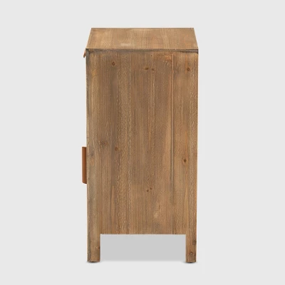 Clement 1 Door And 1 Drawer Wood Spindle Nightstand Brown - Baxton Studio - Image 3