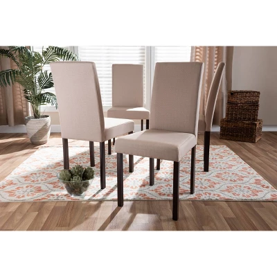 Set Of 4 Andrew Contemporary Espresso Wood Finish Fabric Dining Chairs Beige - Baxton Studio - Image 3