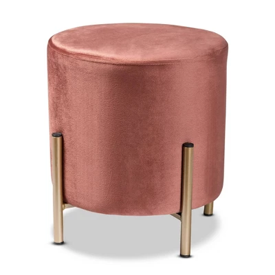 Thurman Velvet Metal Ottoman - Baxton Studio - Image 11