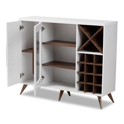 Baxton Studio Pietro Finished Wine Cabinet White/Brown - BaxtonStudio - Image 5
