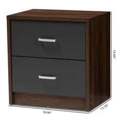 Hansel 2 Drawer And Finished Nightstand Brown/Gray - Baxton Studio