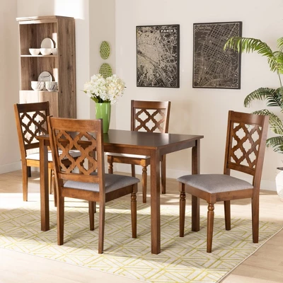 5pc Ramiro Wood Dining Set Gray/Walnut/Brown - Baxton Studio - Image 6