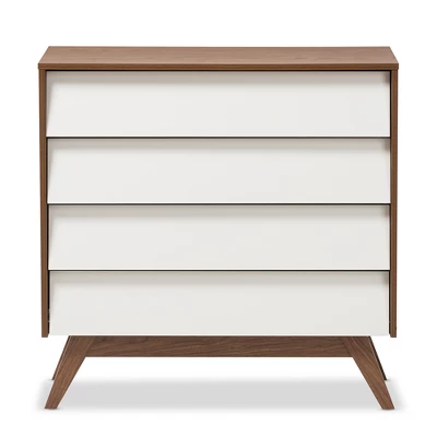 Hildon Mid-Century Modern Wood 4 Drawer Storage Chest Brown - Baxton Studio - Image 2