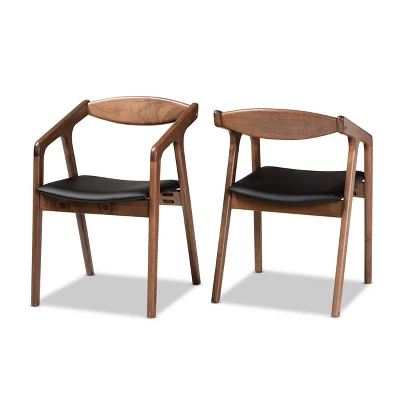 2pc Harland Faux Leather Upholstered And Wood Dining Chair Set - Baxton Studio - Image 9