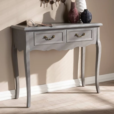 Capucine Finished Wood 2 Drawer Console Table Gray - Baxton Studio - Image 3