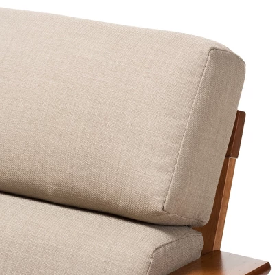 Baxton Studio Larissa Modern Classic Mission Style Cherry Finished Wood And Fabric High Back Cushioned Living Room Dark Beige Cherry - Image 4