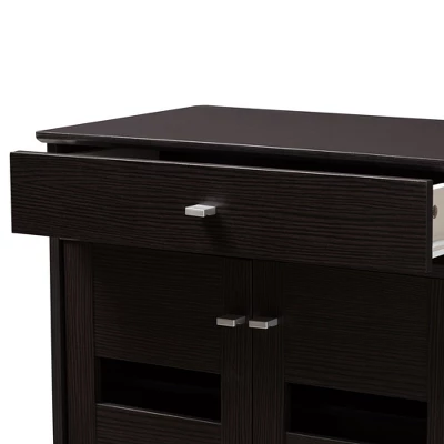 Acadia Modern And Contemporary Finished Shoe Cabinet Dark Brown - Baxton Studio - Image 5