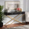 Madan Wood And Metal 2 Drawer Console Table Black/Gold - Baxton Studio
