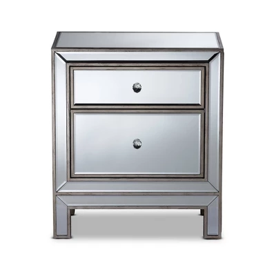 Fadri 2 Drawers Mirrored Nightstand - Baxton Studio - Image 2