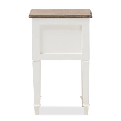Dauphine 1 Drawer Provincial Style Oak And Distressed Finish Wood Nightstand White - Baxton Studio - Image 4