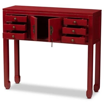 Melodie 6 Drawer Console Table Red - Baxton Studio - Image 9