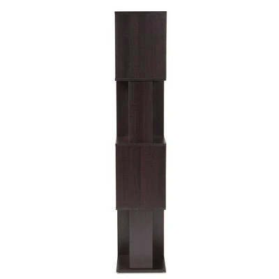 61.42" Riva Geometric Wood Bookshelf Dark Brown - Baxton Studio - Image 2