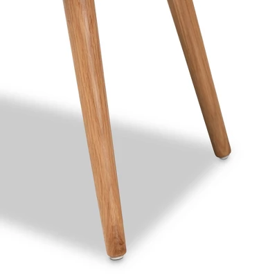 Banner Fabric Upholstered And Wood Accent Bench - Light Brown/Oak Brown - Baxton Studio - Image 6