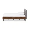 Mitchell Rustic Industrial Walnut Wood And Fabric Metal Platform Bed - Baxton Studio