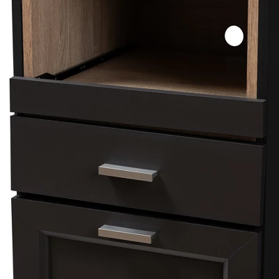 Fabian Oak Finished Kitchen Cabinet With Roll Out Compartment Dark Gray/Brown - Baxton Studio - Image 8