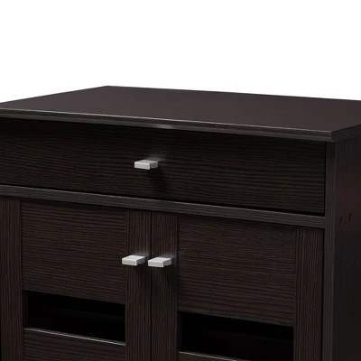 Acadia Modern And Contemporary Finished Shoe Cabinet Dark Brown - Baxton Studio - Image 4