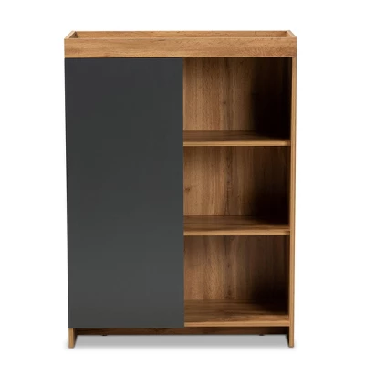 Caspian Wood Shoe Cabinet Gray/Brown - Baxton Studio - Image 2
