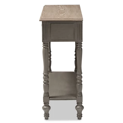Noemie Country Cottage Farmhouse Finished 2 Drawer Console Table Brown - Baxton Studio - Image 2