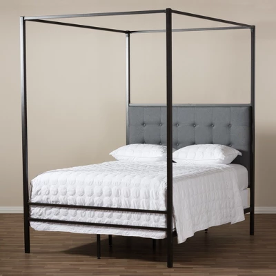 Queen Eleanor Vintage Industrial Finished Metal Canopy Bed Black - Baxton Studio - Image 6
