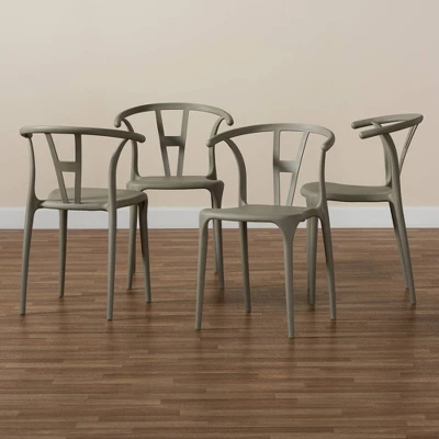 4pc Warner Plastic Dining Chair Set - Baxton Studio - Image 6
