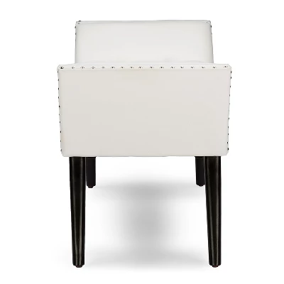 Tamblin Modern And Contemporary Faux Leather Upholstered Large Ottoman Seating Bench - White - Baxton Studio - Image 2