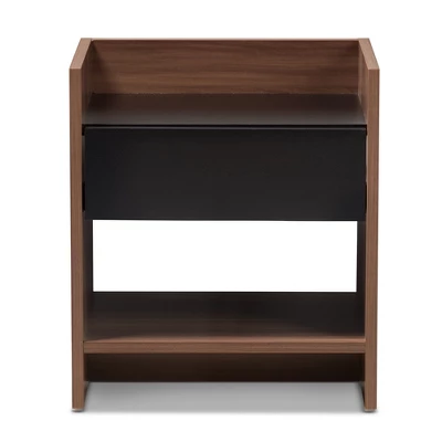 Vanda Modern And Contemporary Two - Tone Wood 1 - Drawer Nightstand - Brown - Baxton Studio - Image 2