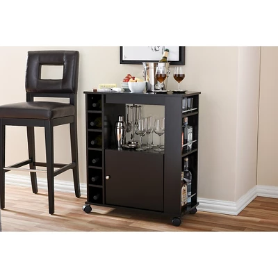 Ontario Modern & Contemporary Dark Brown Wood Modern Dry Bar & Wine Cabinet - Baxton Studio - Image 4