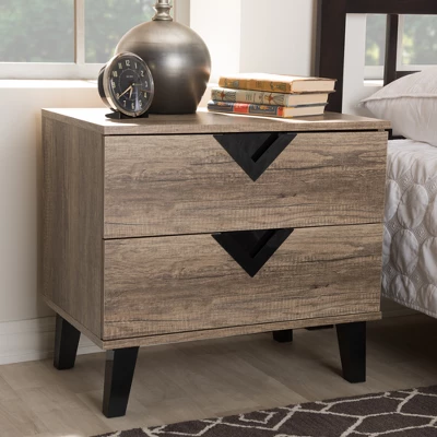 Swanson Modern And Contemporary Wood 2 - Drawer Nightstand - Light Brown - Baxton Studio - Image 4