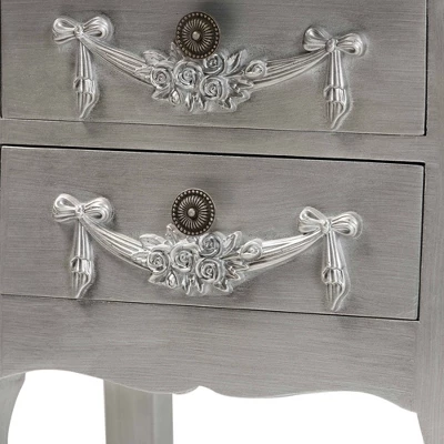 Eliya Brushed Wood 2 Drawer Nightstand Silver - Baxton Studio - Image 5