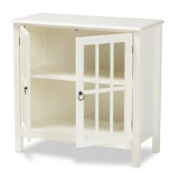Kendall Wood And Glass Kitchen Cabinet White - Baxton Studio