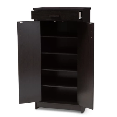 Bienna Modern And Contemporary Finished Shoe Cabinet Dark Brown - Baxton Studio