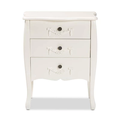 Eliya Wood 3 Drawer Storage Cabinet White - Baxton Studio - Image 3