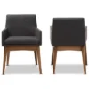 Set Of 2 Nexus Mid Century Modern Walnut Wood Fabric Upholstered Dining Armchair - Baxton Studio