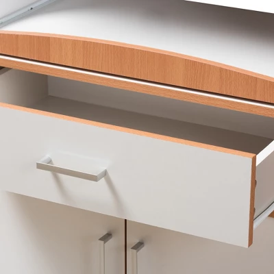 Edonia Modern And Contemporary Beech And Finish Kitchen Cabinet White/Brown - Baxton Studio - Image 7