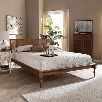 Romy Wood Platform Bed Ash Walnut - Baxton Studio - Image 4