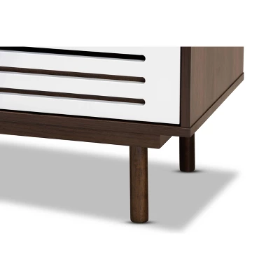 3 Drawer Meike Two-Tone Wood Nightstand Walnut/White - Baxton Studio - Image 5