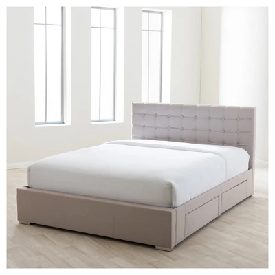 Queen Rene Modern And Contemporary Fabric 4 Drawer Storage Platform Bed - Baxton Studio - Image 9
