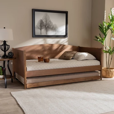 Twin Veles Wood Daybed With Trundle Ash Walnut - Baxton Studio - Image 7