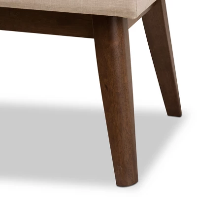 Elia Mid Century Modern Walnut Wood Fabric Button Tufted Bench - Baxton Studio - Image 4