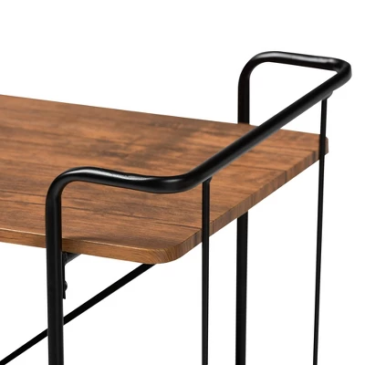 Neal Metal And Wood Kitchen Serving Cart Walnut/Black - Baxton Studio - Image 4