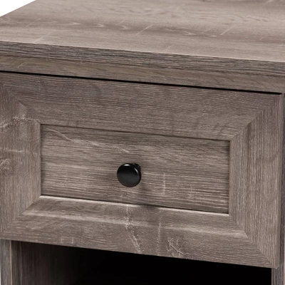 Dara 1 Drawer Wood Nightstand Gray/Brown/Black - Baxton Studio - Image 4