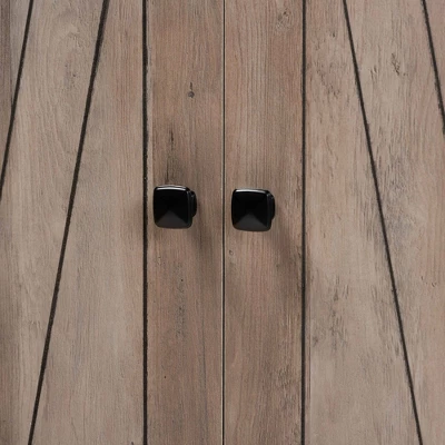 75.4" Derek Wood 2 Door Bookcase Oak - Baxton Studio - Image 4