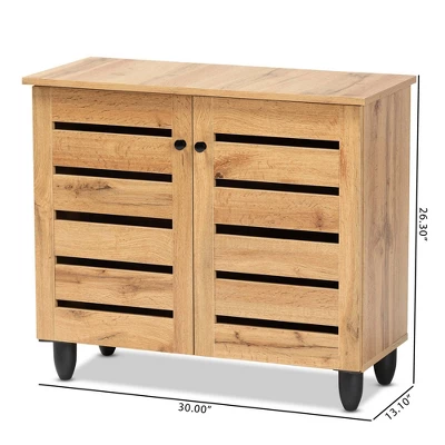 Gisela Wood 2 Door Cabinet Oak Brown/Black - Baxton Studio - Image 8